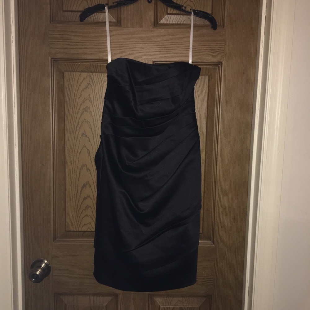 Sz 4 Black satin strapless bridesmaid dress